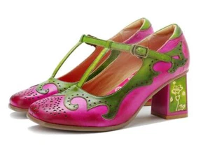 Women's Summer Genuine Leather Vintage Color matching Fashion mary jane shoes - Picture 1 of 9