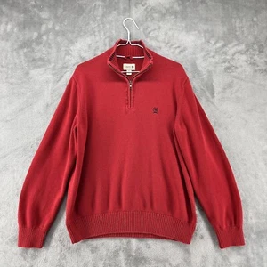 Vintage Crest by Tommy Hilfiger Sweater Mens Large Red 1/4 Zip Designer Preppy - Picture 1 of 14