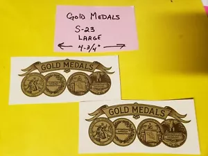 (2) GOLD MEDALS ANTIQUE SCALE & COIN MACHINE DECALS #S-23 LARGE 4-3/4" GOLD - Picture 1 of 2