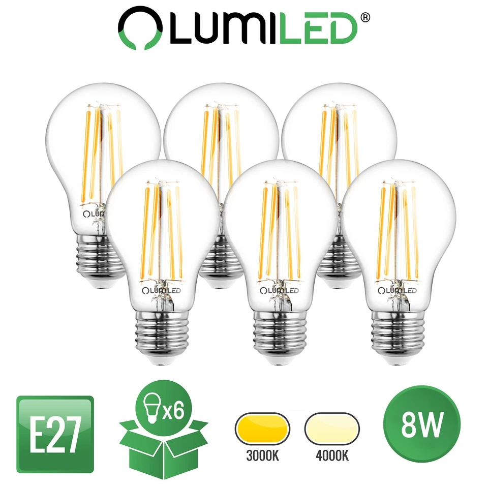 LUMILED 6x E27 LED Lampen 8W = 75W 1055 lm warm/neutral A60 Leuchtmittel Birnen - Bild 1 von 4