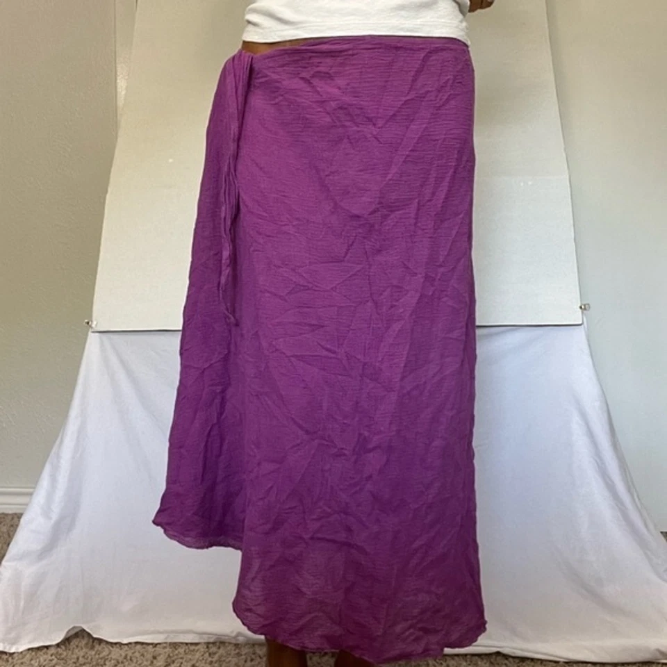 Victoria's Secret Falda Cubre Natación, Algodón Gasa Transparente, Cintura Atada, Púrpura, S Foto 1 de 4