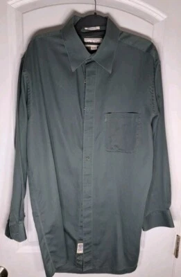 MURANO Dillards 100% Cotton Long Sleeve Mens Dress Shirt Gray/Green Size 16 Neck - Image 1 of 4