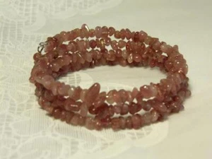 CYNTHIA LYNN "OCTOBER GIRL" PINK TOURMALINE BIRTHSTONE CHIP SPIRAL COIL BRACELET - Picture 1 of 1