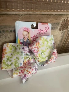 JOJO SIWA Large Signature White with Rainbow Stars Rhinestone Hair Bow NWT - Picture 1 of 1