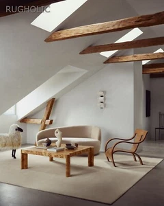 Alfombra blanca polvorienta Grand acolchada a mano alfombra de lana de lujo para sala de estar - Imagen 1 de 4