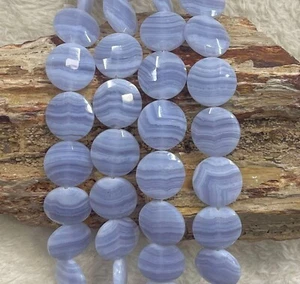 Blue Lace Agate AA+ Faceted Coin Shape 20mm - Picture 1 of 2