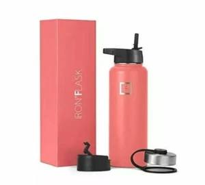 Iron Flask Sports Water Bottle - 64 Oz, 3 Lids (Straw Lid)Vacuum Insulated Peach - Picture 1 of 2