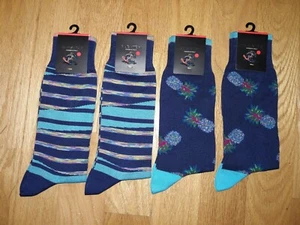 Bugatchi Designer Dress Socks Multi-Color Pineapple/Striped, One Size - 4 Pairs! - Picture 1 of 12