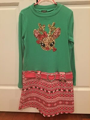 Vestido Rosa y Violeta Niñas Nuevo Sin Etiquetas Talla 10-12 Vacaciones Reno Navidad  Foto 1 de 4