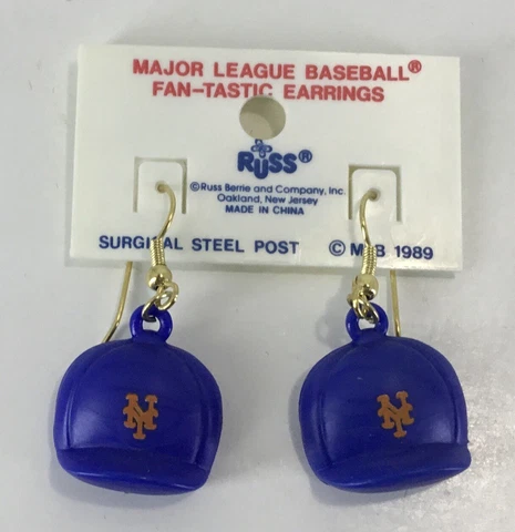 NY Mets New York Dangle Helmet Earrings Baseball MLB Licensed Product Cover