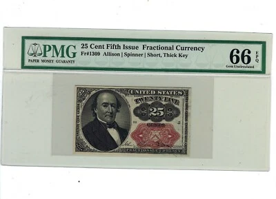 FR 1309 - 25c FIFTH ISSUE FRACTIONAL - SHORT THICK KEY  - PMG 66EPQ GEM - Image 1 of 2