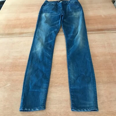 Pantalones de mezclilla ajustados al tobillo 3x1 W3 para mujer 27 azul tiro medio ribete lavado oscuro preppy Foto 1 de 4