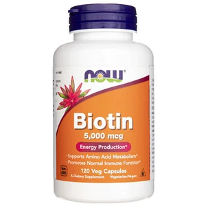 NOW FOODS Biotin 5000 mcg 120 Capsules - Picture 1 of 5