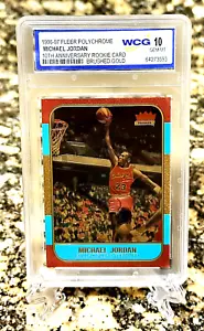 ¡TARJETA DE NOVATO MICHAEL JORDAN FLEER DÉCIMO ANIVERSARIO "ORO CEPILLADO REFRACTOR"! - Imagen 1 de 3