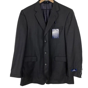 Stafford Ease Mens Suit Jacket Size 46L 46 Long Charcoal Gray 100% Wool 3-Button - Picture 1 of 10