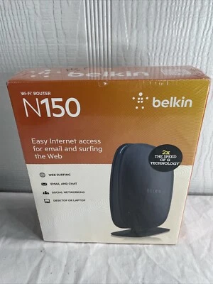 Belkin N150 Wireless/Wi-Fi Router 4 Port 2.4 GHz Easy Internet Access - Image 1 of 3
