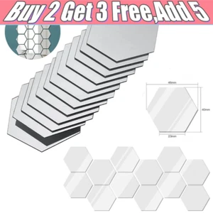 3D 12PCS Mirror Tiles Mosaic Wall Stickers Self Adhesive Home Bedroom Art Decal - Picture 1 of 13