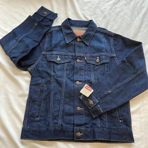 Levis Denim Jean Trucker Jacket Sz Large Youth 12-13 Years Unisex Dark Blue NWOT - Picture 1 of 10