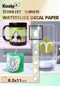 Koala Inkjet White Waterslide Decal Paper 8.5x11 10 Sheets Water Transfer Gifts - Picture 1 of 9