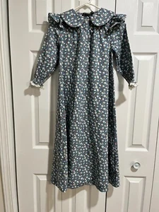 Scarlet Darkness Dress Girls Size 10/11 Blue Floral Pioneer Colonial Prairie - Picture 1 of 6