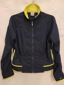 Nike Girls Size M 8-10 Blue Yellow Zip Up Lightweight Track Jacket Dri Fit - Picture 1 of 8