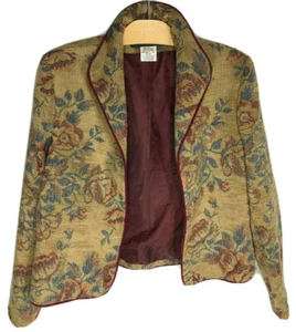 Giacca Harve Benard Collection donna taglia 10 broccato arazzo marrone made Ucraina - Foto 1 di 5