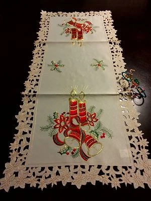 16x72"Embroidered Christmas Tablecloth Candle Bell Table Runner Holiday Decor - Image 1 of 4