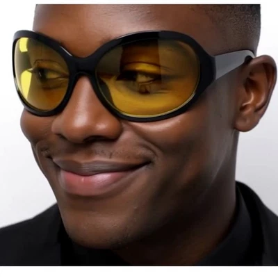 Gafas de sol amarillas para hombre diseñador de moda festival de playa envolventes de gran tamaño nuevas Foto 1 de 4