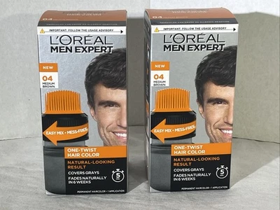 LOTE DE 2 colores de cabello sellados Loreal Men Expert One-Twist 04 marrón medio Foto 1 de 4