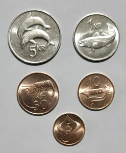 Island 5 & 1 Kronur & 50, 10, 5 Aurar BU Kursmünzensatz 1981 - 5 Münzen - Bild 1 von 6