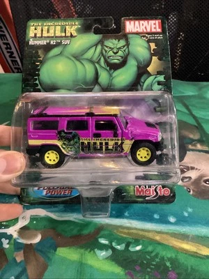 MAISTO MARVEL INCREDIBLE HULK PULL BACK HUMMER H2 SUV DIECAST CAR 1/43 Purple - Image 1 of 3