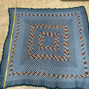 Hausgemachte Schoß/Zwillingsgröße blau bunt afghanisches Wedgewood blau rost überbacken - Bild 1 von 12