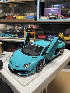 Autoart Lamborghini Aventador SVJ 1/18 Scale Model Blu Glauco Custom - Picture 1 of 12