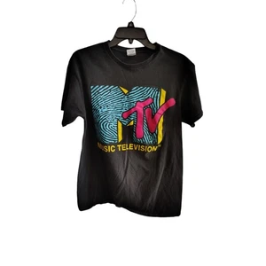 Camisa de manga corta MTV para adultos mediana negra gráfica - Imagen 1 de 6