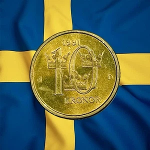 1991 Sweden 10 Kronor - AU - Combined Ship - Picture 1 of 2