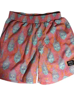 WeSC XL Austin Style Buddha Print Shorts Pink Multi Pull On Waist Drawstring - Picture 1 of 11