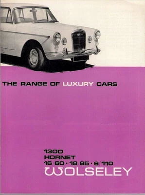 Wolseley Range 1967-1968 UK Foldout Brochure Hornet, 1300, 16/60, 18/85 & 6/110 - Image 1 of 2