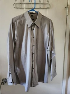 Mens Dress Shirt DKNY Gray Long Sleeves XL 17 1/2 34/35 Preowned Textured Fabric - Picture 1 of 8