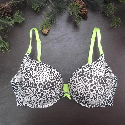 Sujetador Victoria's Secret para mujer 36D negro blanco verde neón estampado animal push up Foto 1 de 4