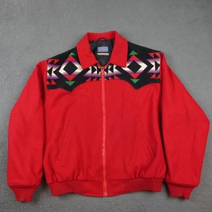 Vintage Pendleton Jacket Mens XL Red High Grade Westernwear Aztec USA Bomber - Picture 1 of 11