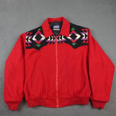 Vintage Pendleton Jacket Mens XL Red High Grade Westernwear Aztec USA Bomber - Image 1 of 4