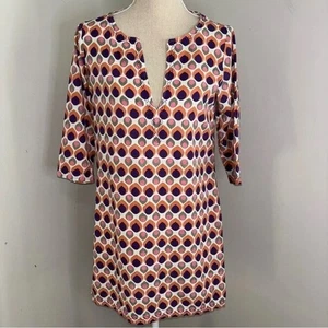 Tunica Carve Designs cotone stampa geometrica piuma manica 3/4 ricamata Small - Foto 1 di 8