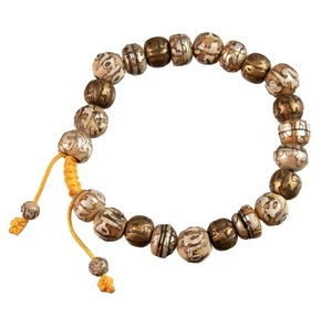 Mala Bracelet Tibétain Om - Perles Aum Ø 12 mm Ajustable Népal # 3073 - Picture 1 of 3