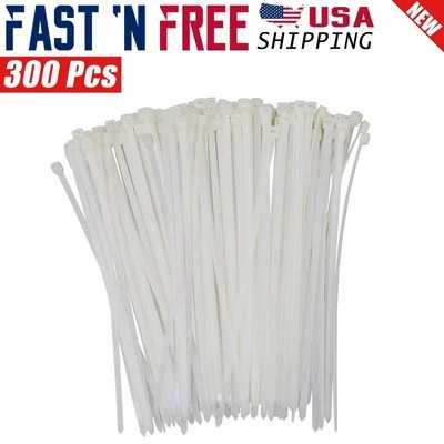 300 piezas 6" pulgadas blanco nailon cremallera cable lazos autobloqueantes 2,8 mm tracción 30 libras Foto 1 de 2