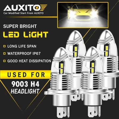 4PC AUXITO 9003 H4 LED Headlight Bulbs Kit High Low Beam 6000K White Lamp Q10 EE - Image 1 of 4