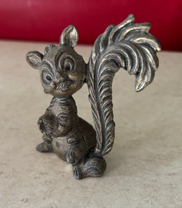 Vintage MOD Dep Cast Brass Squirrel Figure, Silver Finish. Made in Italy - Bild 1 von 10