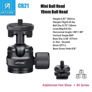 Mini Ball Head Aluminum Tripod Monopods  Head with 1/4" Hotshoe Mount Adapter - Imagen 1 de 10