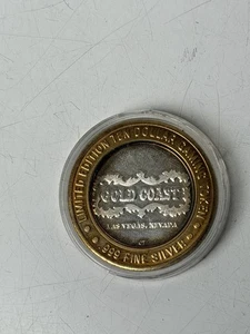 $10 Silver Gold Coast Casino Gaming Token Las Vegas NV Royal Flush .999 - Picture 1 of 9
