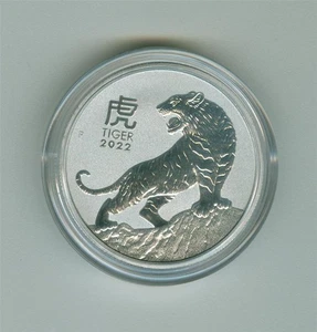 AUSTRALIA 2022 100 DOLLARI ANNO DELLA TIGRE 1 ONCIA .9995 GEMMA PLATINO BU - Foto 1 di 2