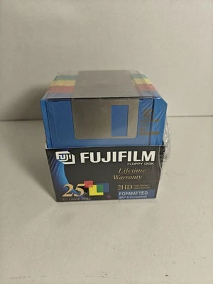 Fujifilm 25 Floppy Disks  3-1/2" Color Disks 2HD Formatted IBM Brand New Sealed. - Image 1 of 4